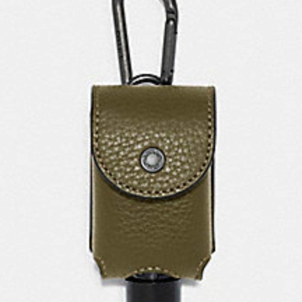 Coach Leather Hand Sanitizer Holder in Leather, Cargo Green